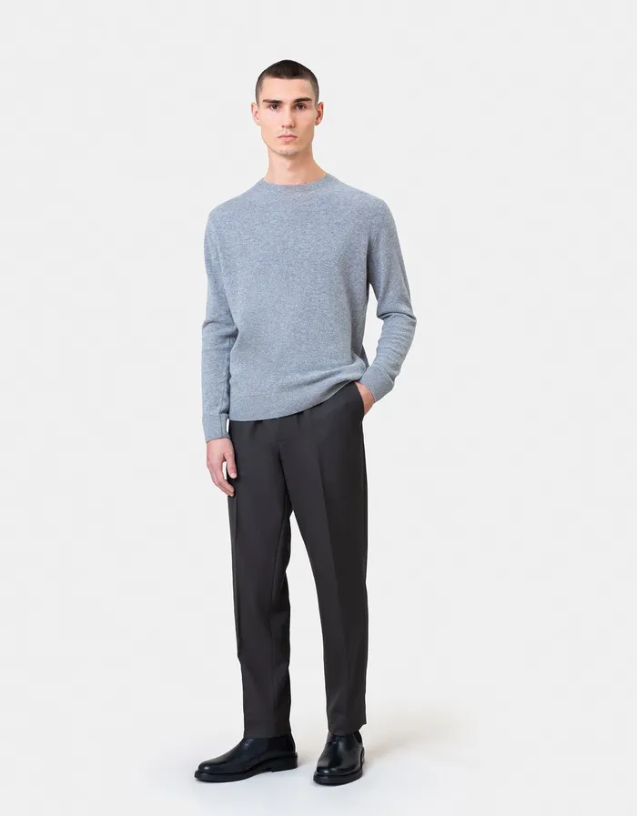 Men Knit Sweaters Colorfulstandard Light Merino Wool Crew 8211 Lava Grey