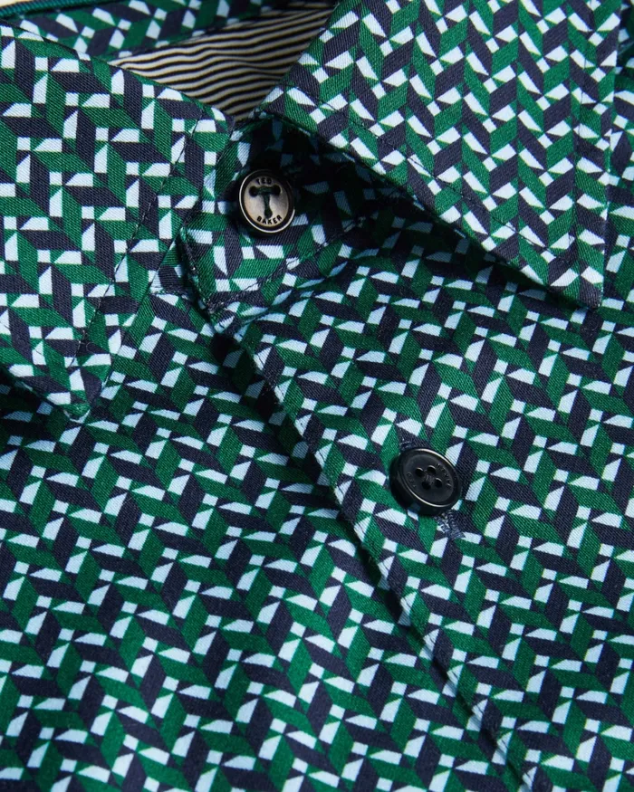 Men LACEBY 8211 Long Sleeve Geometric Print Shirt Green Ted Baker Shirts Men LACEBY 8211 Long Sleeve Geometric Print Shirt Green Ted Baker Shirts