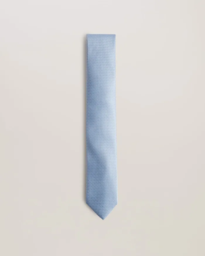 Men LEOPOLE 8211 Micro Geometric Pattern Silk Tie Light Blue Ted Baker Ties and Bowties