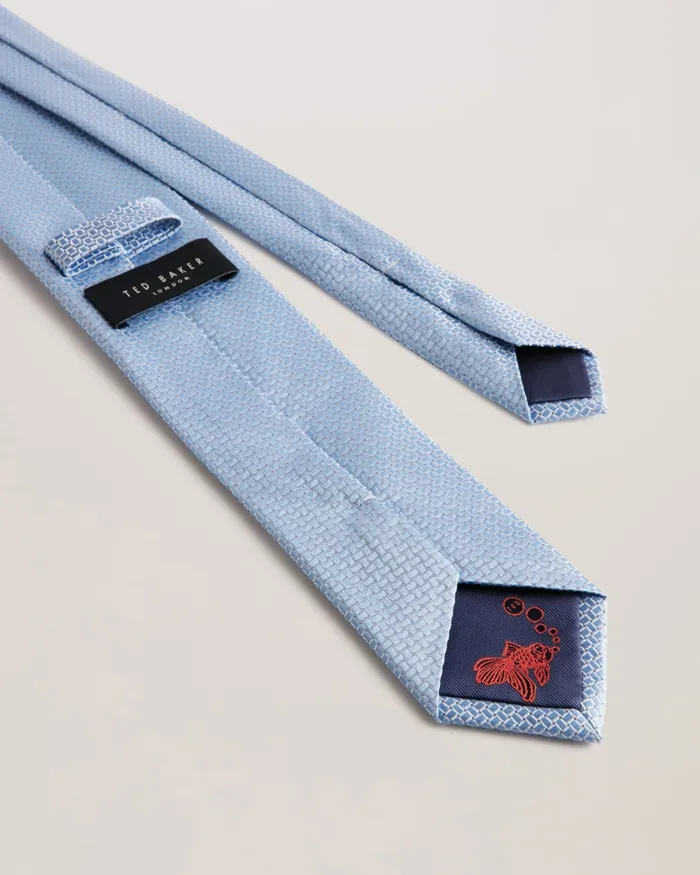 Men LEOPOLE 8211 Micro Geometric Pattern Silk Tie Light Blue Ted Baker Ties and Bowties