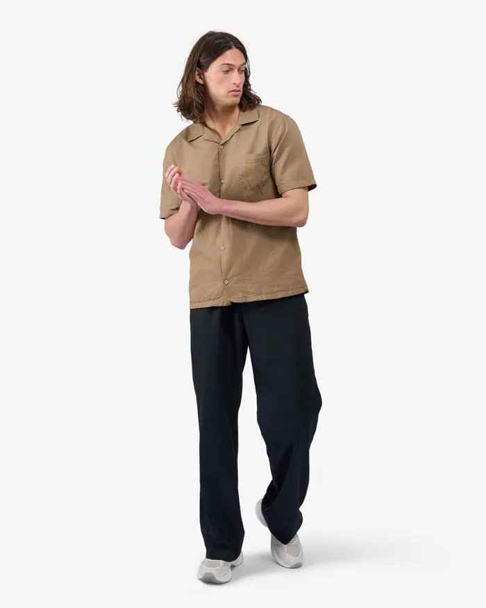 Men Linen Short Sleeved Shirt Navy Blue Colorful Standard Shirts