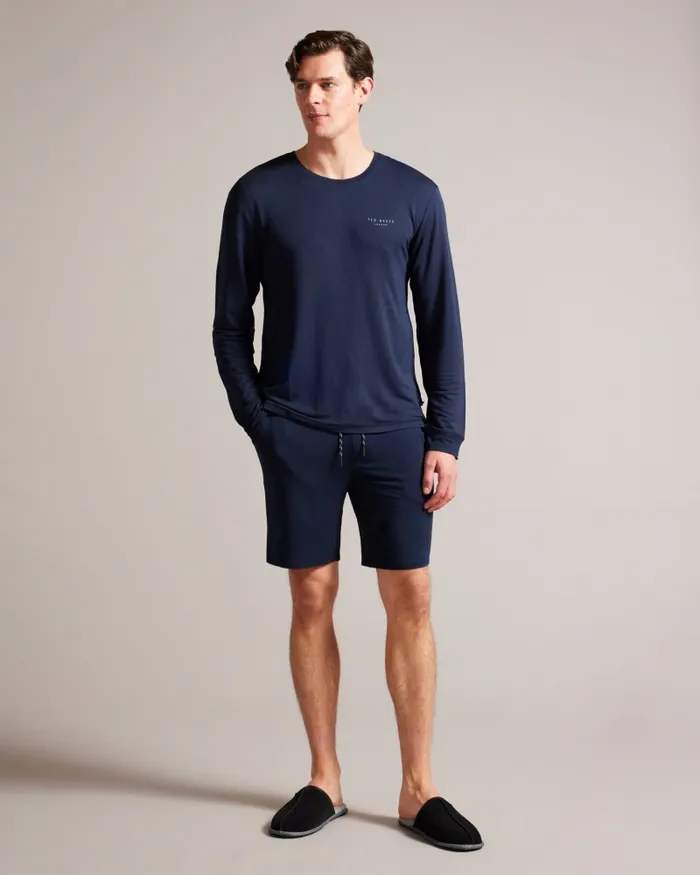 Men LONGO 8211 Solid Cotton Long Sleeve Top Navy Ted Baker Tops Men LONGO 8211 Solid Cotton Long Sleeve Top Navy Ted Baker Tops