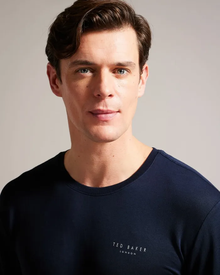 Men LONGO 8211 Solid Cotton Long Sleeve Top Navy Ted Baker Tops Men LONGO 8211 Solid Cotton Long Sleeve Top Navy Ted Baker Tops