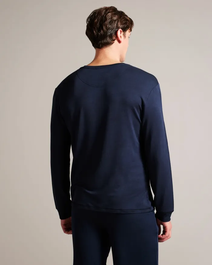 Men LONGO 8211 Solid Cotton Long Sleeve Top Navy Ted Baker Tops Men LONGO 8211 Solid Cotton Long Sleeve Top Navy Ted Baker Tops
