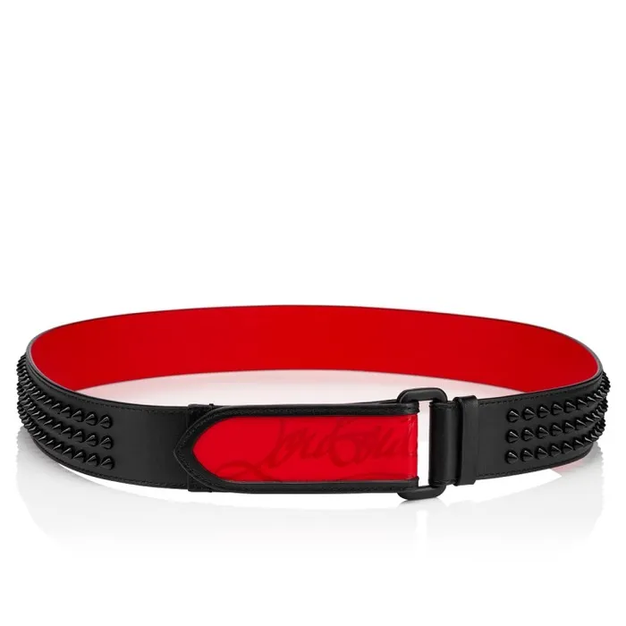 Men Loubi Belt Belt 8211 Calf Leather And Spikes 8211 Black And Loubi Christian Louboutin Belts