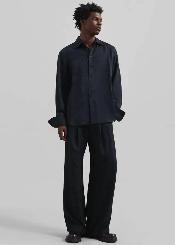 Men Louis Gabriel Nouchi Shirt With Musketeer Cuffs 8211 Dark Night Fur The Frankie Shop Tops