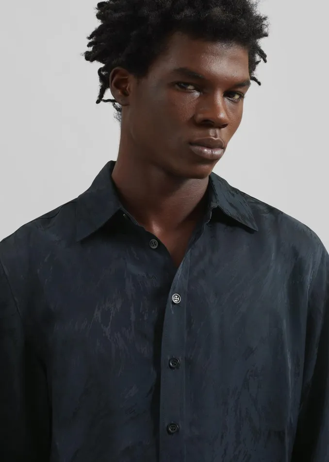 Men Louis Gabriel Nouchi Shirt With Musketeer Cuffs 8211 Dark Night Fur The Frankie Shop Tops