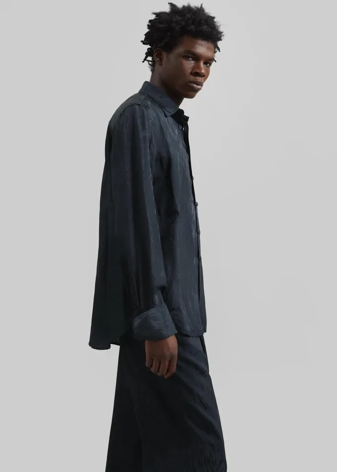 Men Louis Gabriel Nouchi Shirt With Musketeer Cuffs 8211 Dark Night Fur The Frankie Shop Tops