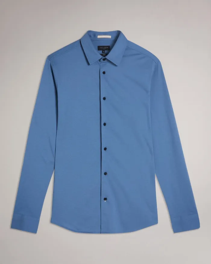 Men MARROS 8211 Long Sleeve Lustrous Jersey Shirt Medium Blue Ted Baker Shirts
