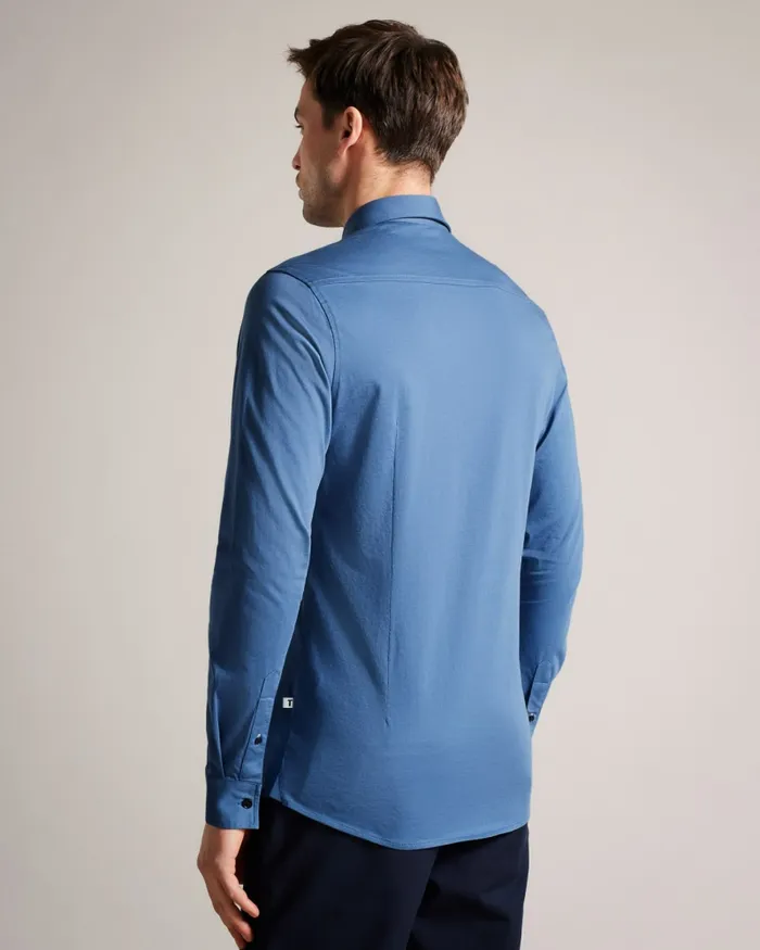 Men MARROS 8211 Long Sleeve Lustrous Jersey Shirt Medium Blue Ted Baker Shirts Men MARROS 8211 Long Sleeve Lustrous Jersey Shirt Medium Blue Ted Baker Shirts