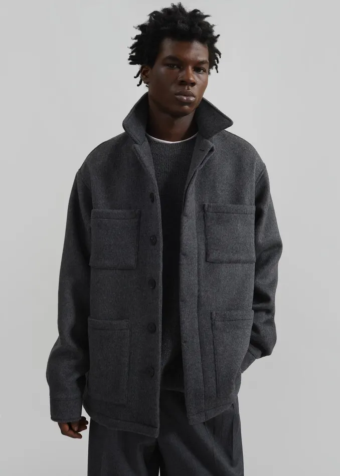 Men Mason Boxy Wool Jacket 8211 Charcoal The Frankie Shop Outerwear