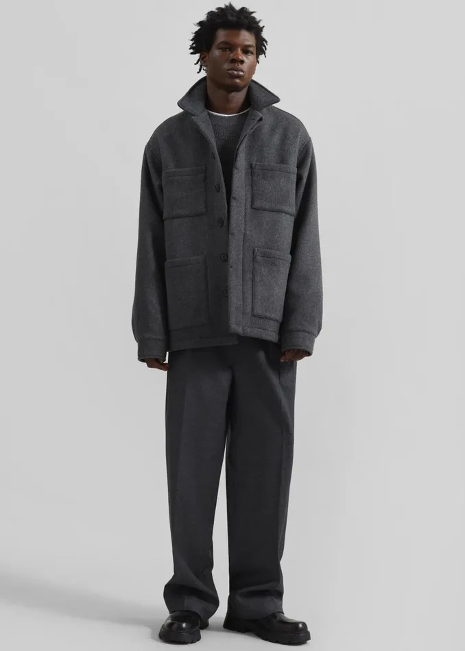 Men Mason Boxy Wool Jacket 8211 Charcoal The Frankie Shop Outerwear