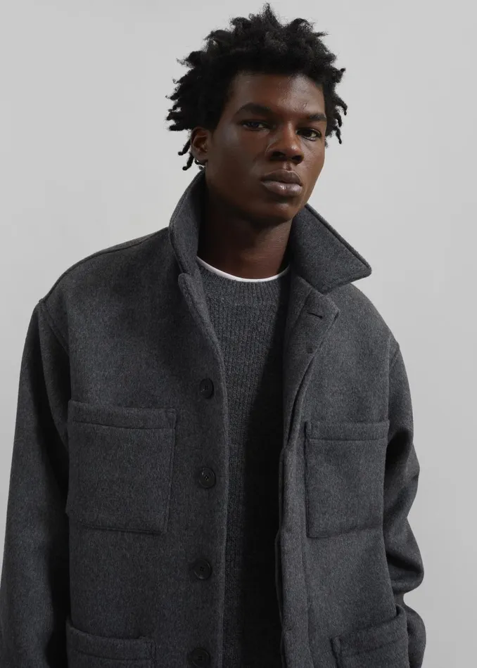 Men Mason Boxy Wool Jacket 8211 Charcoal The Frankie Shop Outerwear