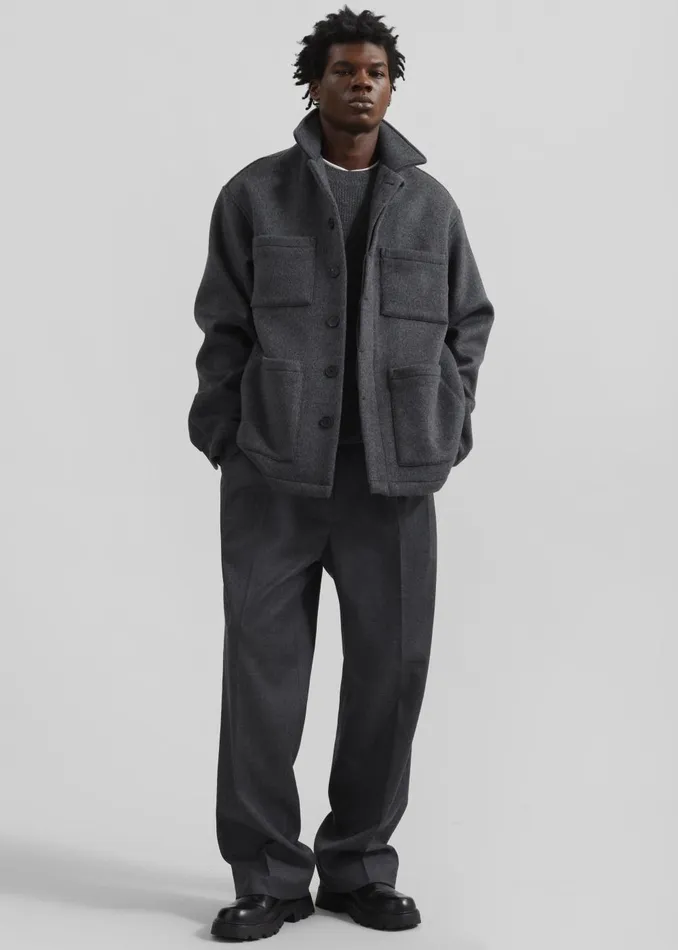 Men Mason Boxy Wool Jacket 8211 Charcoal The Frankie Shop Outerwear