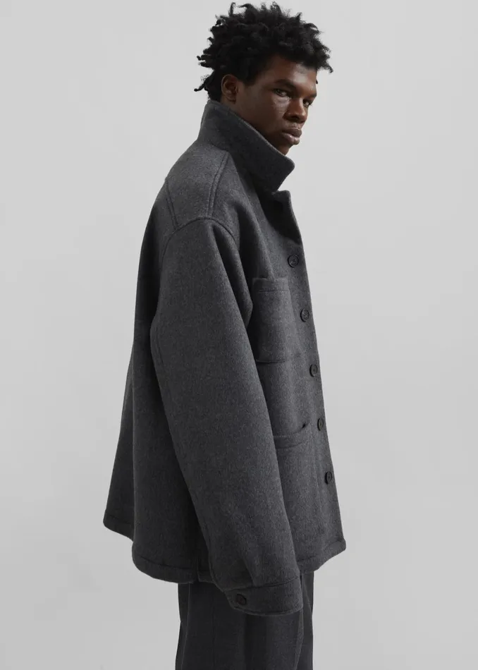 Men Mason Boxy Wool Jacket 8211 Charcoal The Frankie Shop Outerwear