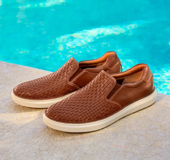 Men McGuffey 2 Woven SlipOn Tan Woven Full Grain SlipOns and Loafers Johnston and Murphy