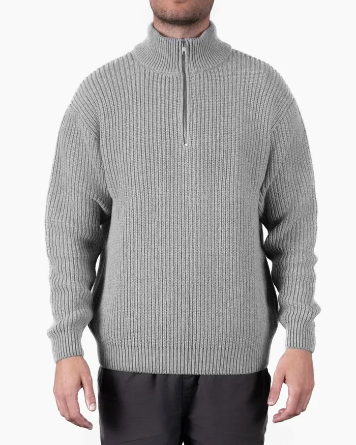 Men Merino Quarter Zip Magenta Blaze Colorful Standard Knit Sweaters