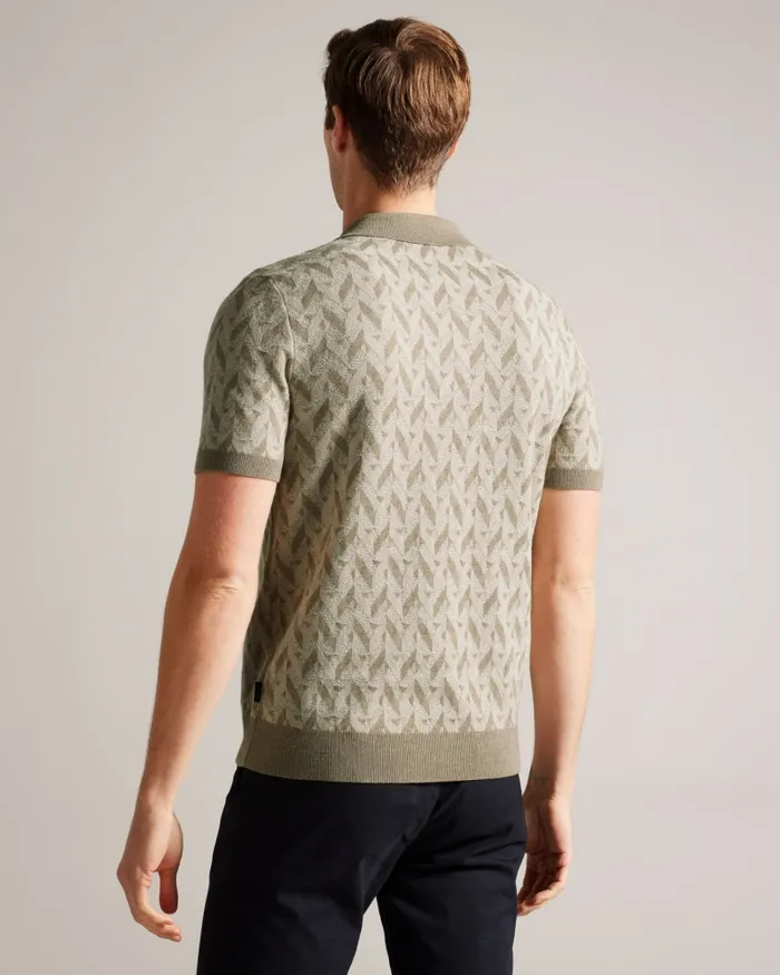 Men MITFORD 8211 Boucle Jacquard Knit Zip Polo Natural Ted Baker Polo Shirts Men MITFORD 8211 Boucle Jacquard Knit Zip Polo Natural Ted Baker Polo Shirts