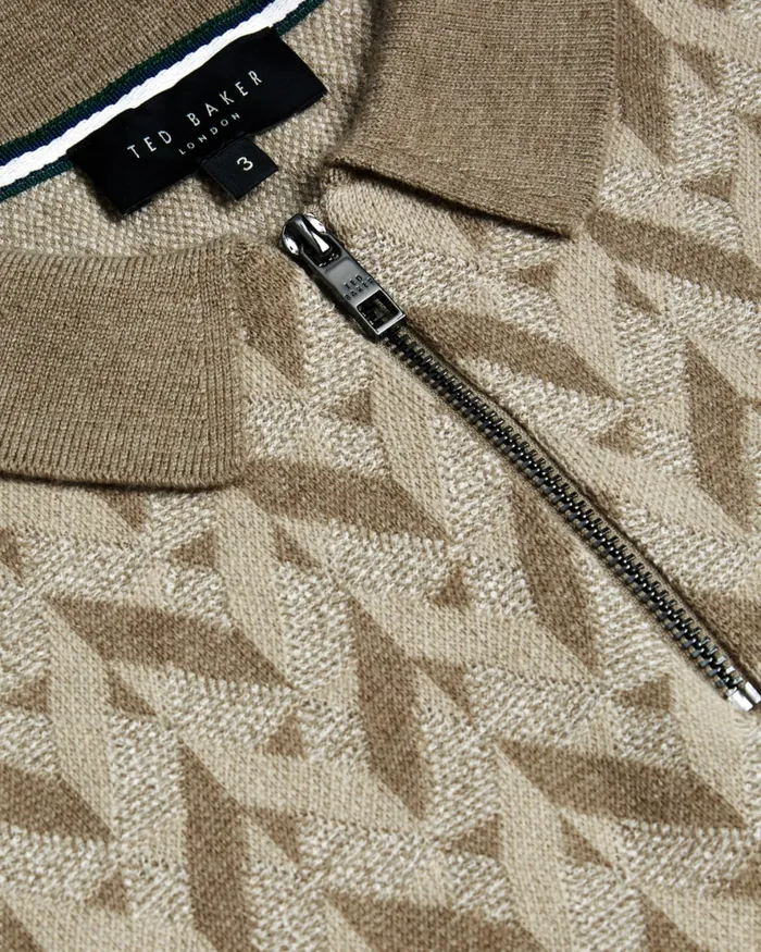 Men MITFORD 8211 Boucle Jacquard Knit Zip Polo Natural Ted Baker Polo Shirts Men MITFORD 8211 Boucle Jacquard Knit Zip Polo Natural Ted Baker Polo Shirts
