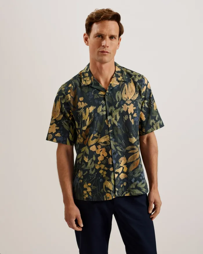 Men MOSELLE 8211 Short Sleeve Floral Print Shirt Black Ted Baker Shirts Men MOSELLE 8211 Short Sleeve Floral Print Shirt Black Ted Baker Shirts