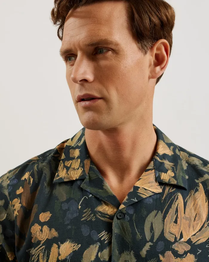 Men MOSELLE 8211 Short Sleeve Floral Print Shirt Black Ted Baker Shirts Men MOSELLE 8211 Short Sleeve Floral Print Shirt Black Ted Baker Shirts