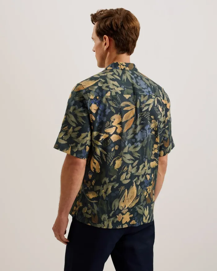 Men MOSELLE 8211 Short Sleeve Floral Print Shirt Black Ted Baker Shirts Men MOSELLE 8211 Short Sleeve Floral Print Shirt Black Ted Baker Shirts