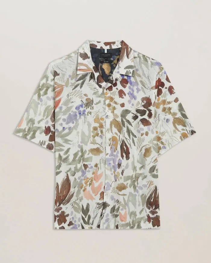 Men MOSELLE 8211 Short Sleeve Floral Print Shirt Stone Ted Baker Shirts