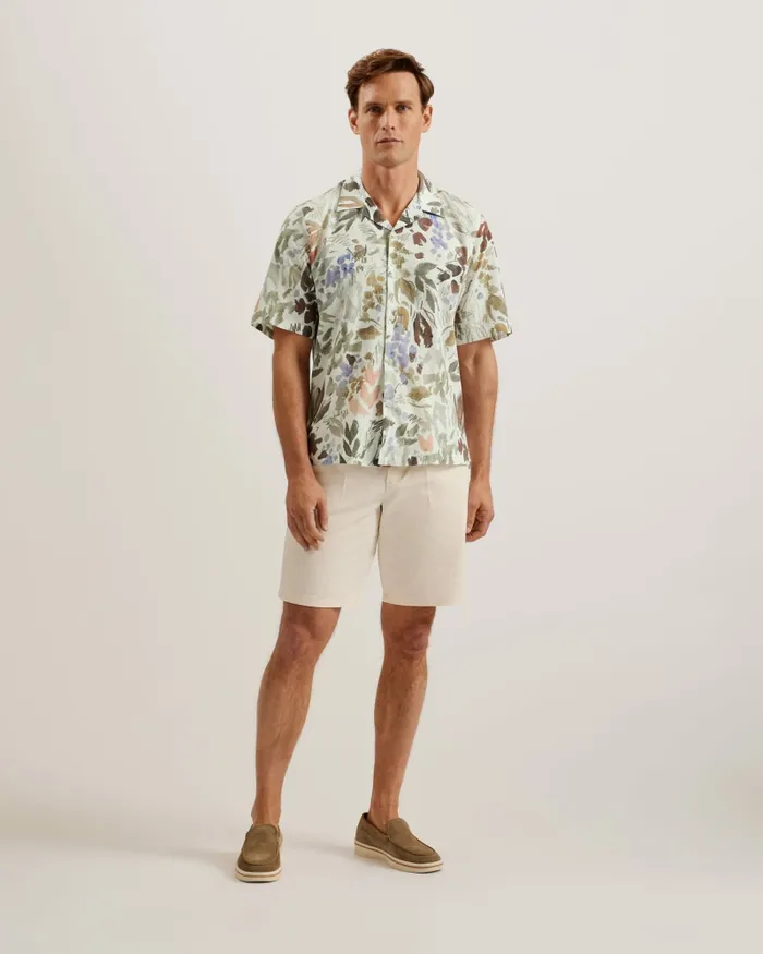 Men MOSELLE 8211 Short Sleeve Floral Print Shirt Stone Ted Baker Shirts