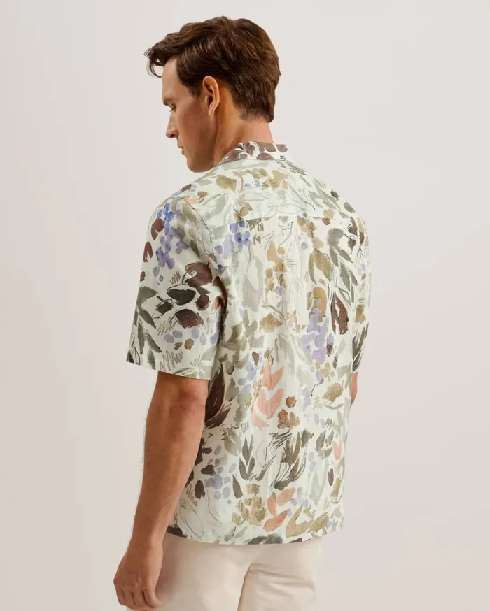 Men MOSELLE 8211 Short Sleeve Floral Print Shirt Stone Ted Baker Shirts