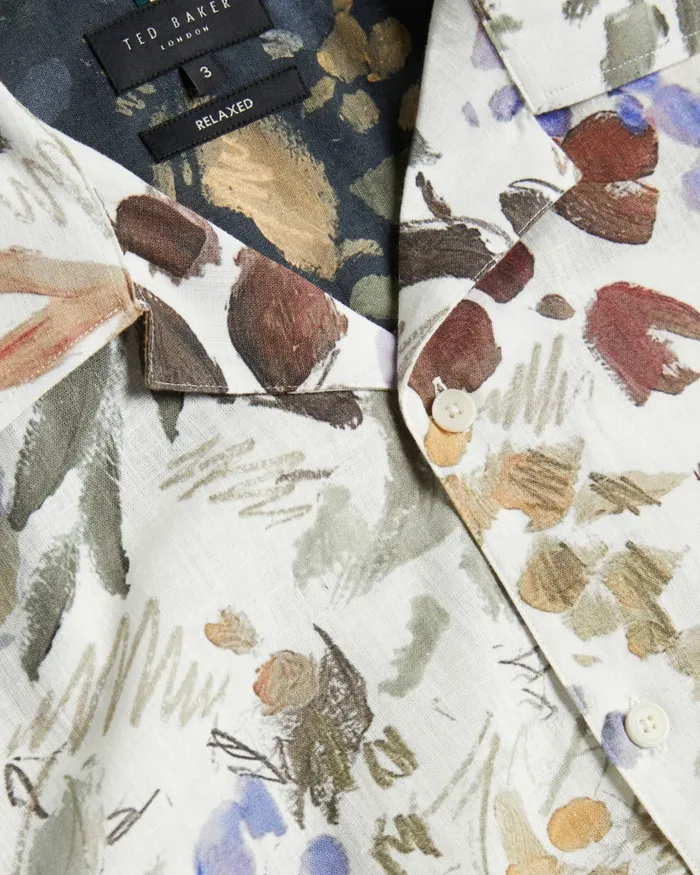 Men MOSELLE 8211 Short Sleeve Floral Print Shirt Stone Ted Baker Shirts