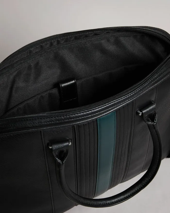 Men NEVVER 8211 Striped PU Document Bag Black Ted Baker Work Bags