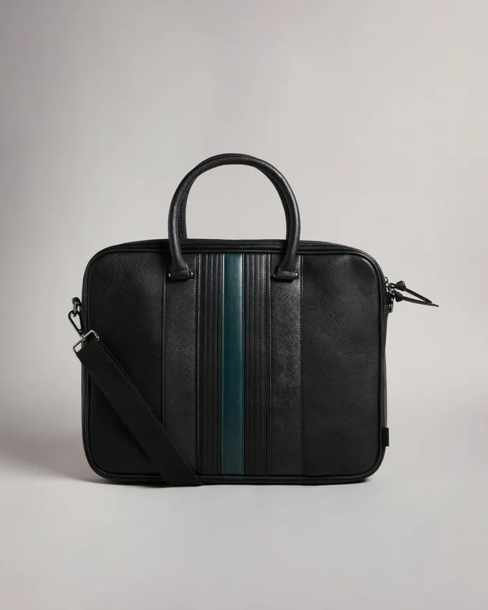 Men NEVVER 8211 Striped PU Document Bag Black Ted Baker Work Bags Men NEVVER 8211 Striped PU Document Bag Black Ted Baker Work Bags