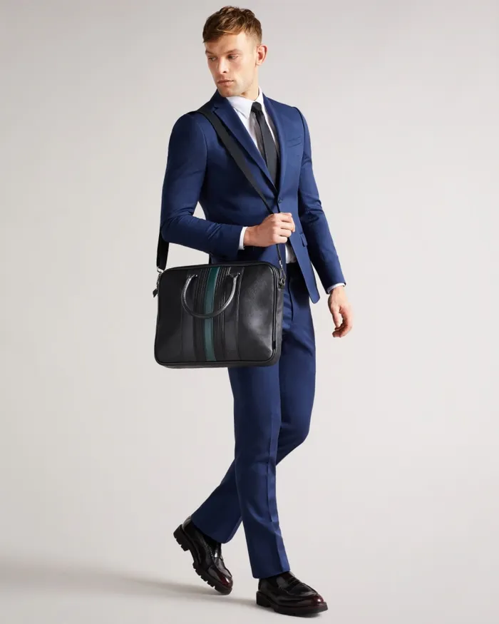 Men NEVVER 8211 Striped PU Document Bag Black Ted Baker Work Bags Men NEVVER 8211 Striped PU Document Bag Black Ted Baker Work Bags