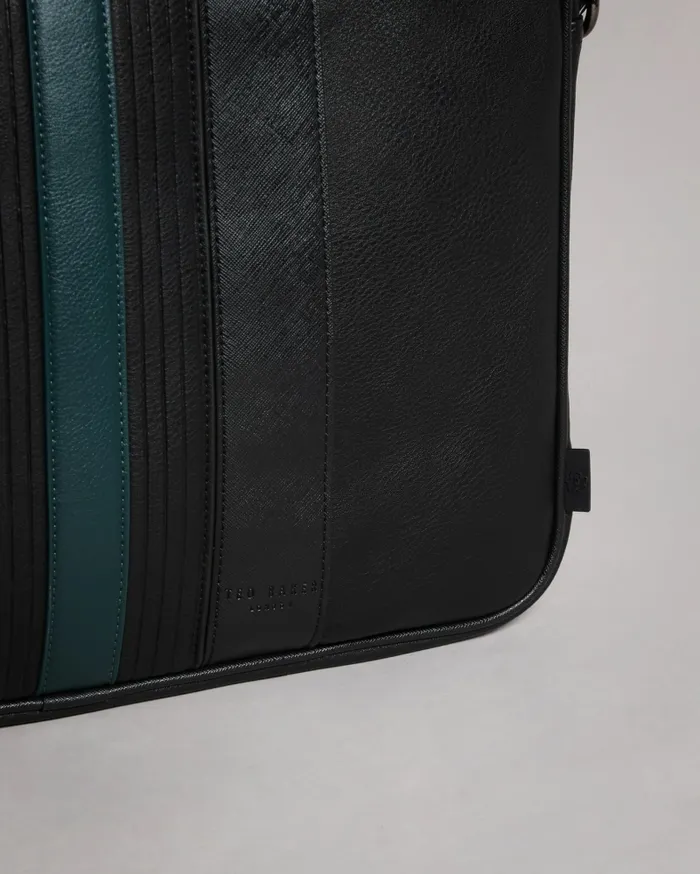 Men NEVVER 8211 Striped PU Document Bag Black Ted Baker Work Bags Men NEVVER 8211 Striped PU Document Bag Black Ted Baker Work Bags