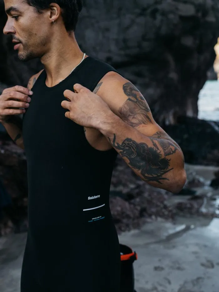 Men Nieuwland 2mm Yulex Sleeveless Shorty Wetsuit Black Finisterre Wetsuits