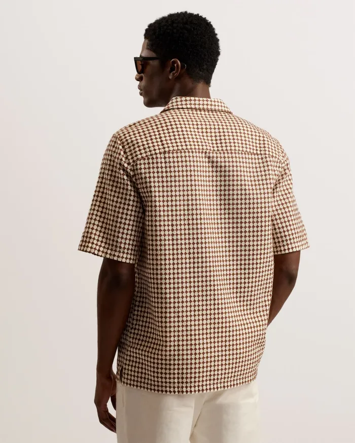 Men OISE 8211 Relaxed Fit Textured Cotton Shirt Brown Ted Baker Shirts Men OISE 8211 Relaxed Fit Textured Cotton Shirt Brown Ted Baker Shirts