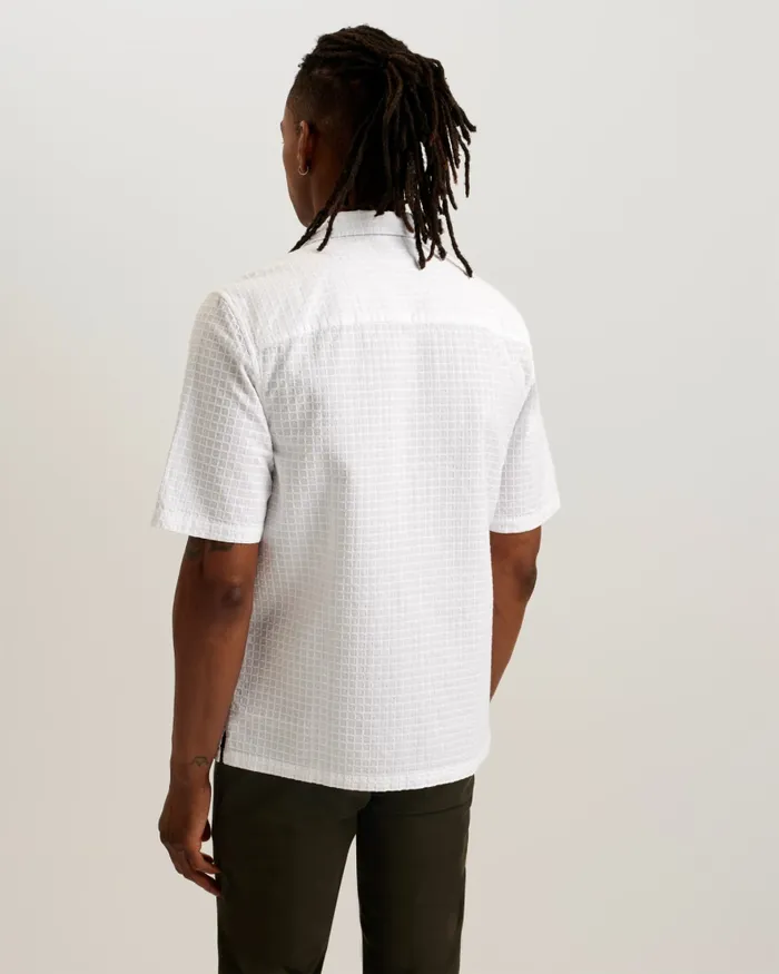 Men OISE 8211 Relaxed Fit Textured Cotton Shirt White Ted Baker Shirts