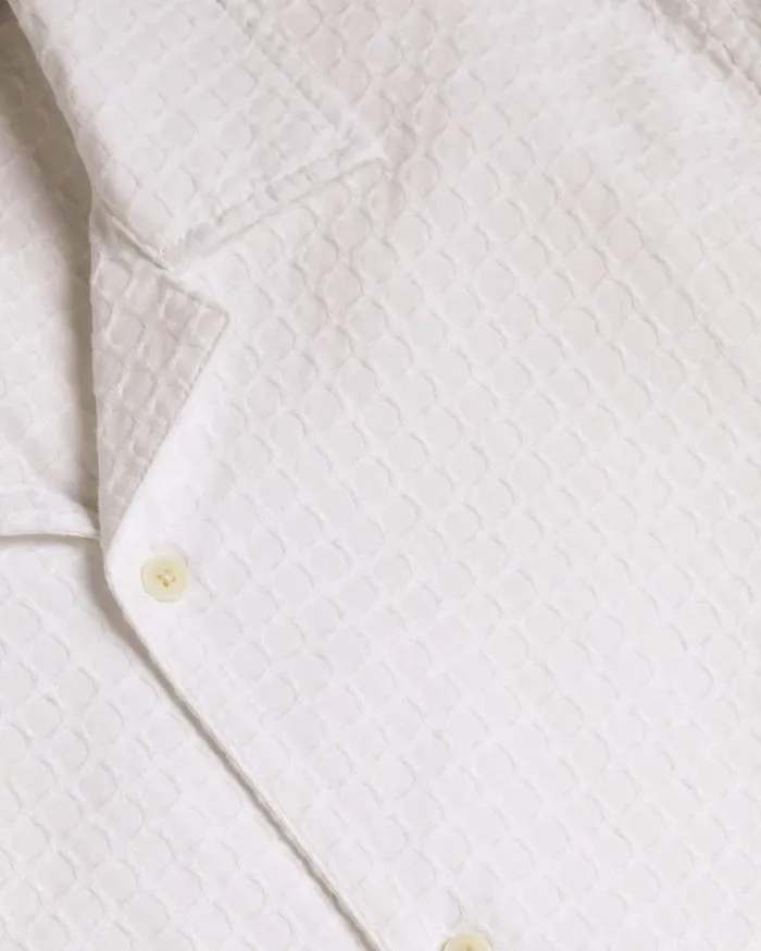 Men OISE 8211 Relaxed Fit Textured Cotton Shirt White Ted Baker Shirts