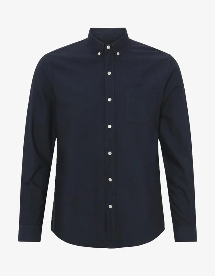 Men Organic Button Down Shirt Navy Blue Colorful Standard Shirts