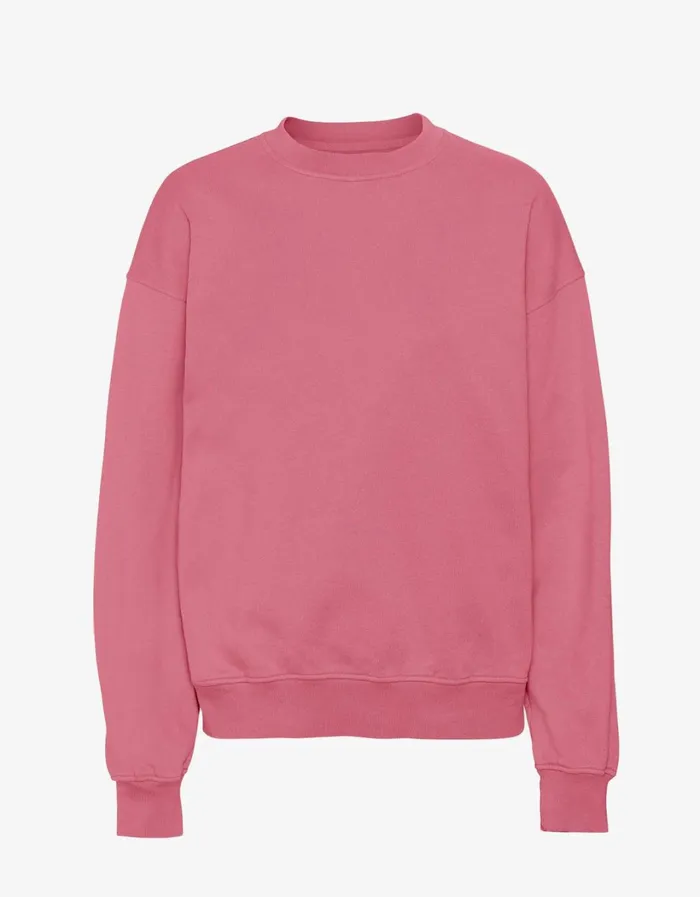 Men Organic Oversized Crew Raspberry Pink Colorful Standard Crewneck Sweatshirts