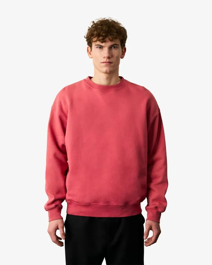 Men Organic Oversized Crew Raspberry Pink Colorful Standard Crewneck Sweatshirts