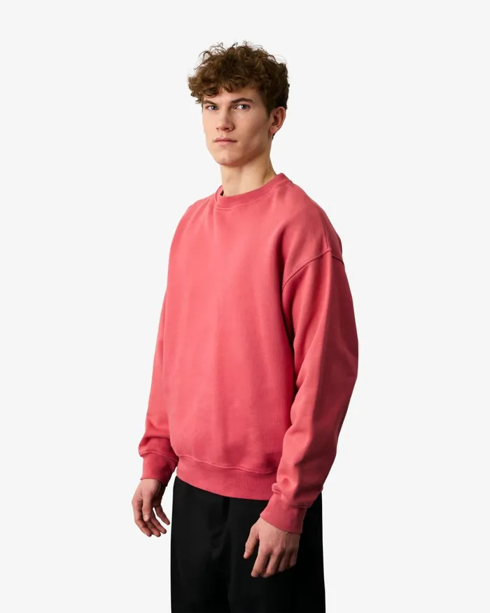 Men Organic Oversized Crew Raspberry Pink Colorful Standard Crewneck Sweatshirts