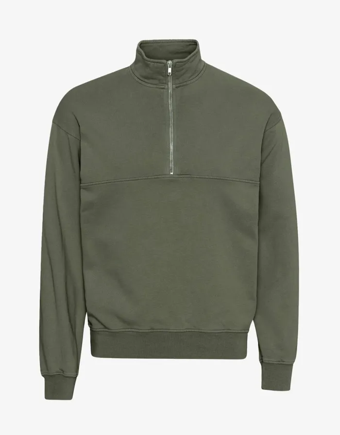 Men Organic Quarter Zip Dusty Olive Colorful Standard Quarter Zips