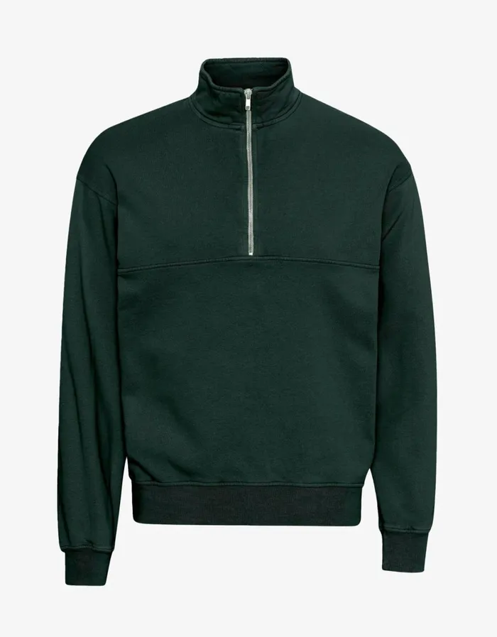 Men Organic Quarter Zip Hunter Green Colorful Standard Quarter Zips
