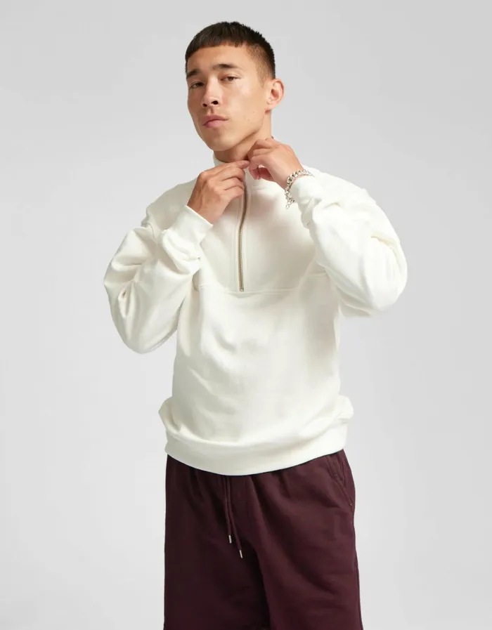 Men Organic Quarter Zip Limestone Grey Colorful Standard Quarter Zips
