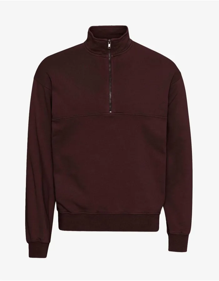 Men Organic Quarter Zip Oxblood Red Colorful Standard Quarter Zips