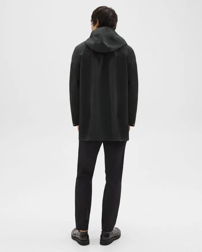 Men Outerwear Theory Hooded Raincoat In Poplin Black