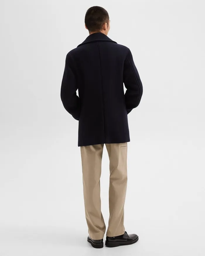 Men Outerwear Theory Peacoat In Recycled Wool Baltic