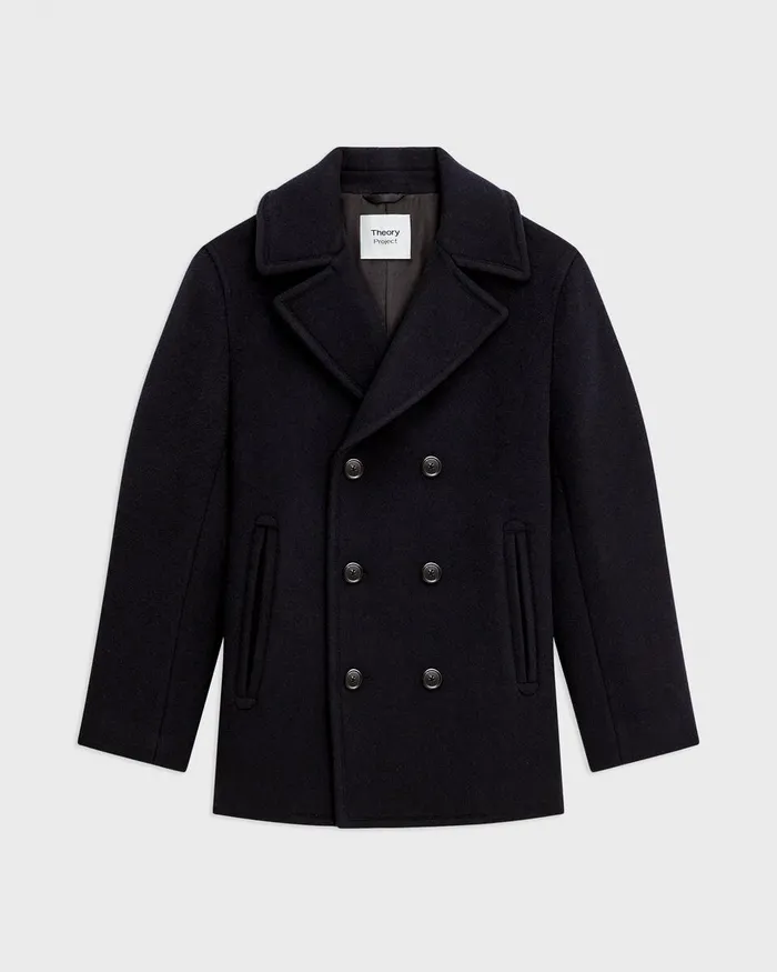 Men Outerwear Theory Peacoat In Recycled Wool Baltic