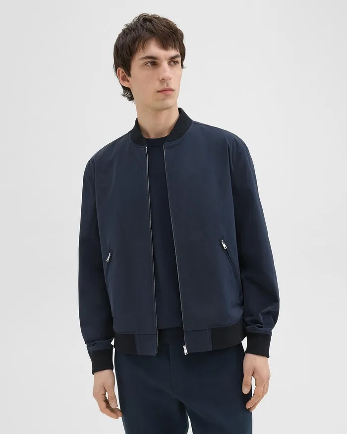 Men Outerwear Theory Tailored Bomber Jacket In Foundation Twill Baltic